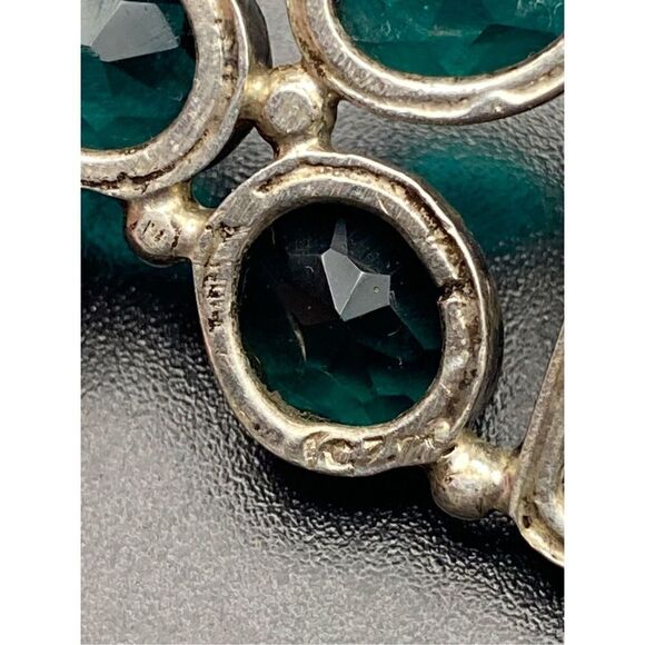 Sterling silver 925 zebra jasper and green CZ pendant necklace - Picture 7 of 7